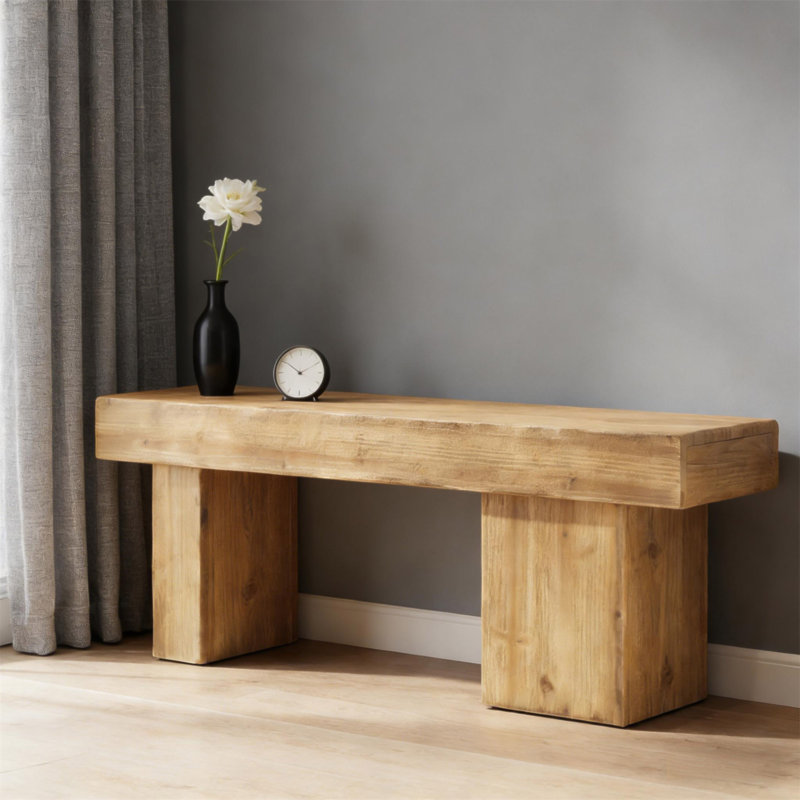 Banc d'entrée, banc en bois, siège de bout de lit, Chêne
