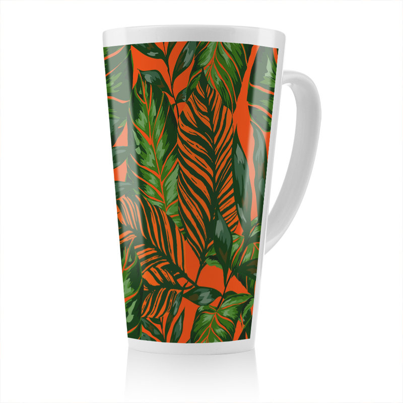 Tropical Leaves On Latte Mug