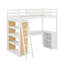 Lit mezzanine simple avec échelle, tablettes et bureau