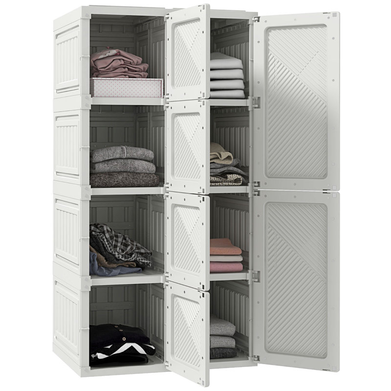 Garde-robe portatif avec portes à 8 compartiments