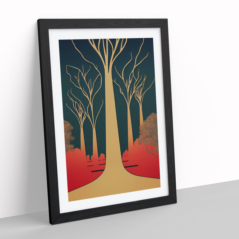 Bold Abstract Tree No.3 - Single Picture Frame Print, Black, 64cm H x 46cm W x 2cm D