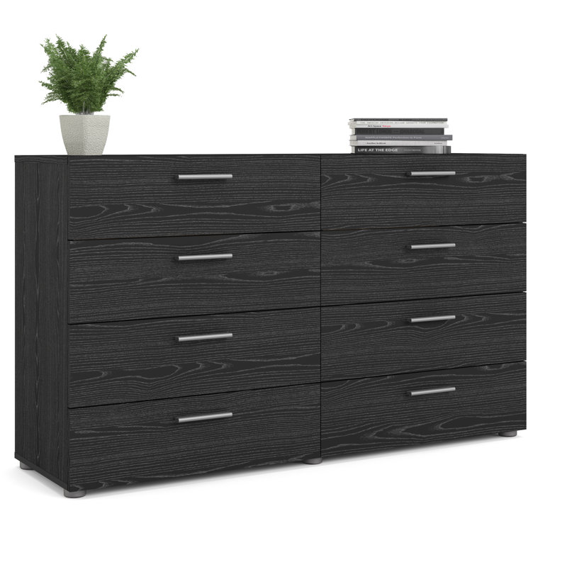 Gianna 8 Drawer 55.12" W Double Dresser, Black