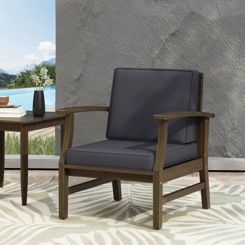 Chaise de patio - structure en bois d'acacia, conception à lattes, chaise d'extérieur moderne, Gris foncé