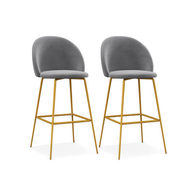Dhital Velvet Bar Stool with Steel Frame