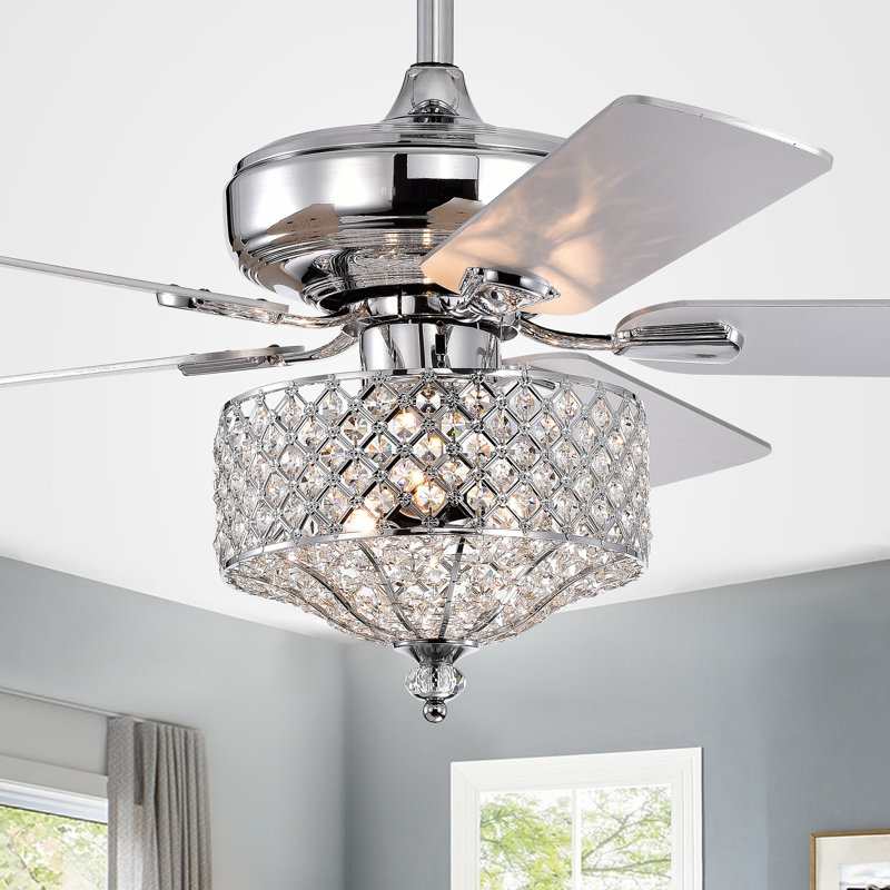 Eddy 52'' Ceiling Fan with Light Kit, Silver/White