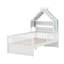 Lit maison avec tablette de tête de lit et auvent amovible, cadre de lit plateforme en bois avec Guardrai-957002980-957003003