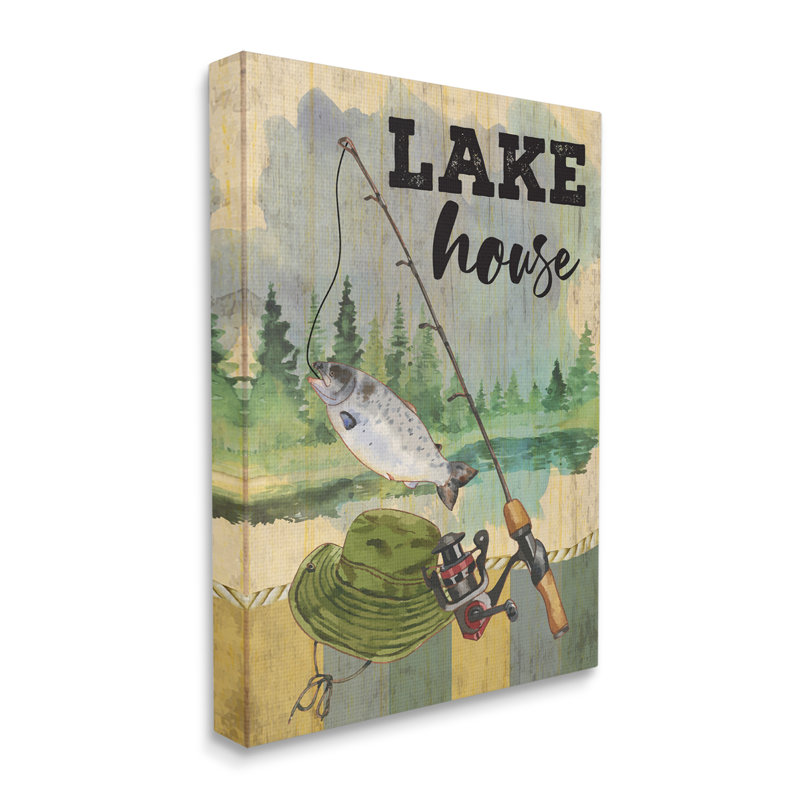 «Lake House Fishing Angler», impression, H 40 po x l 30 po x P 1,5 po, Toile tendue