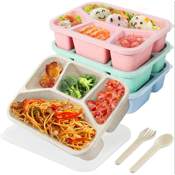 Reusable Lunch Containers - Set of 4 Microwave Safe, Meal Prep