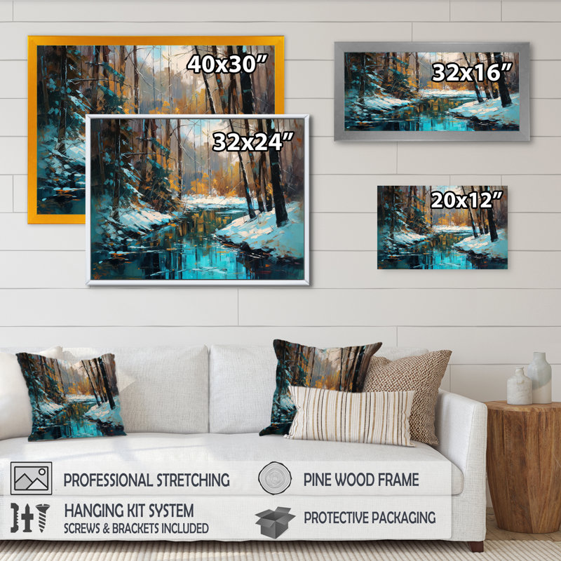 " Wintery Forest II ", Black Picture Framed, 12" H x 20" W x 1" D
