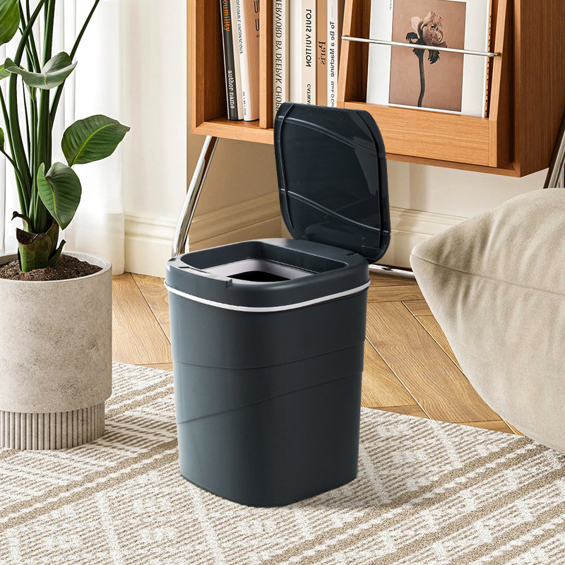 PP Touch Top Waste Bin, 14L, Grey