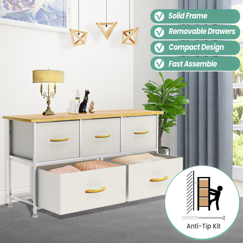 Commode 5 tiroirs Breianne, Érable