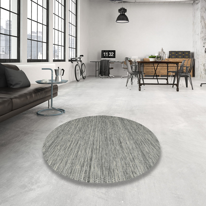 Tapis contemporain gris, Rond 6 pi