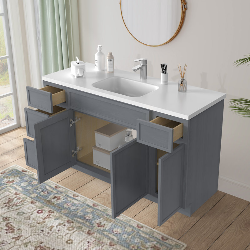 54'' Single Bathroom Vanity Base Only, Silver
