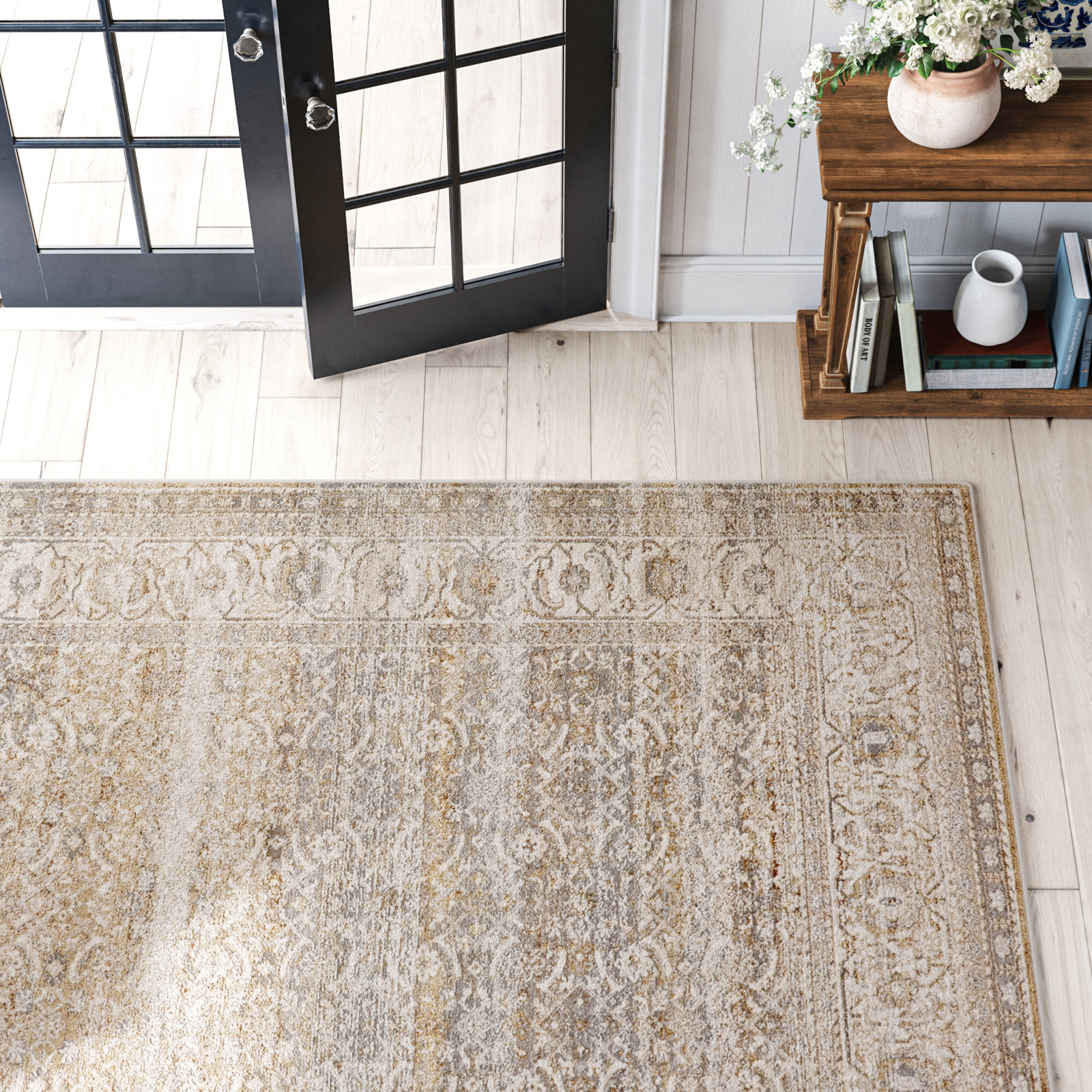 Lynnette Gray/Beige Rug, Rectangle 5' x 7'6"