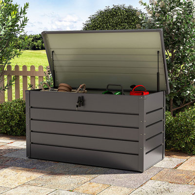 Garden Sanctuary 120cm W 350L Metal Lockable Deck Box in Grey