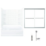 60" W x 74.25" H Frameless Rectangle Sliding Tub & Shower Kit with Towel Bar and Base Included