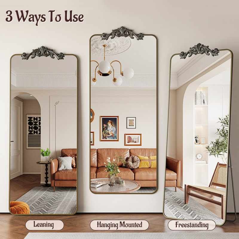 Retro engraved full-length mirror, Bronze, 64"×21"