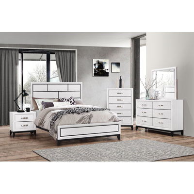 Yadier Panel Bedroom Set Special King 6 Piece: Bed, Dresser, Mirror, 2 Nightstands, Chest