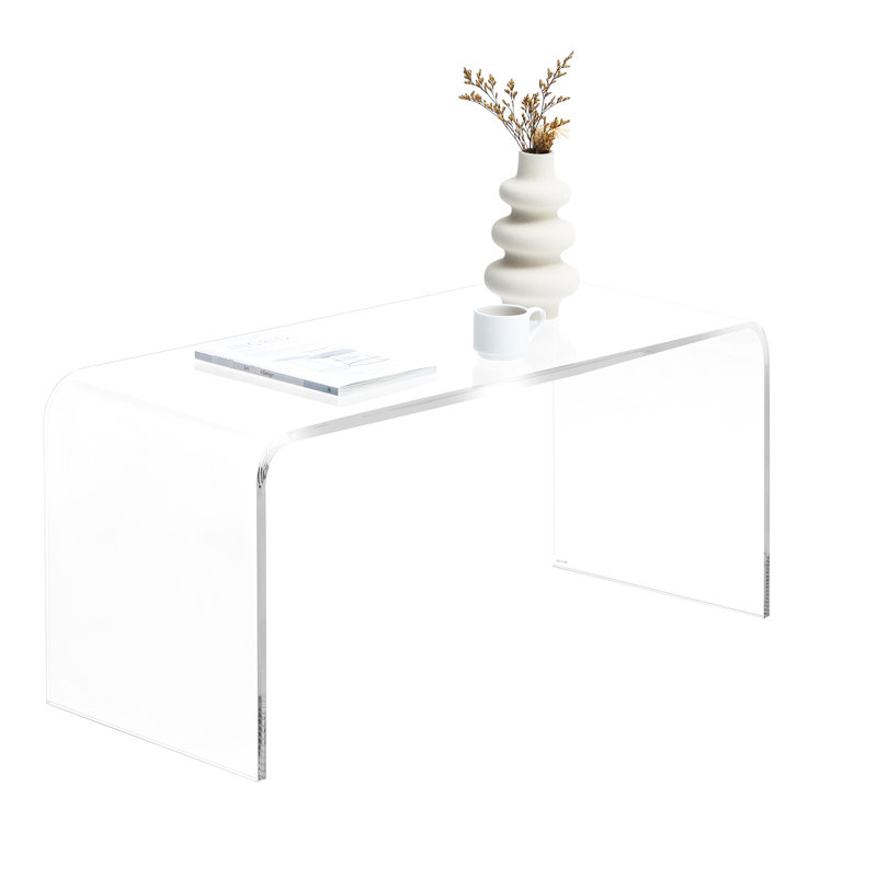 Clear Acrylic Bedside Table With Waterfall Feature - Functional 15mm Thick Display Construction