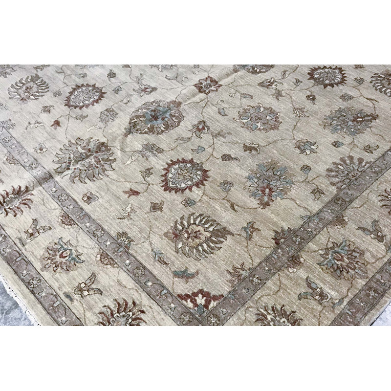 Hand-Knotted High-Quality Beige and Brown Square Area Rug
