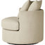 Fauteuil d'appoint pivotant rembourré de couleur chameau, avec ressorts ensachés et accoudoirs hauts pour un revêtement relaxant, avec rembourrage en mousse