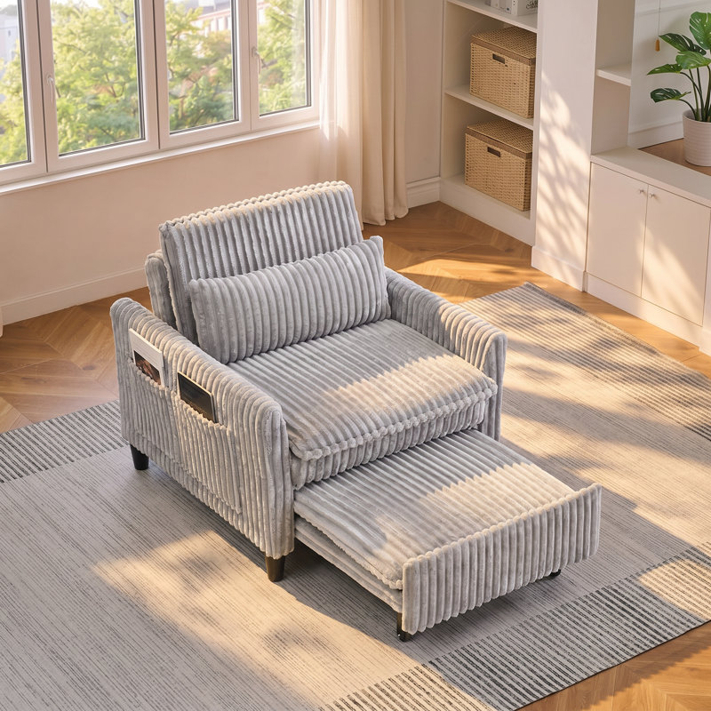 Canapé d'appoint 1 tiroir en velours côtelé l 33,07 po x P 33,07 po JZR, Gray