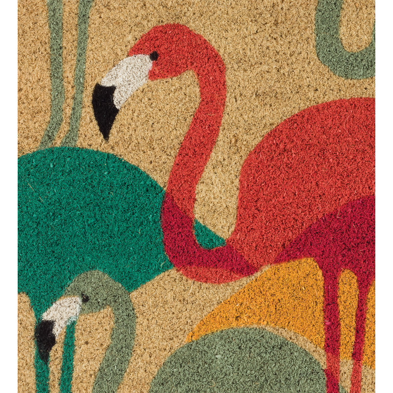 Doormat Coir - Flamingo Multi, 30" W x 18" L, Flamingo Multi