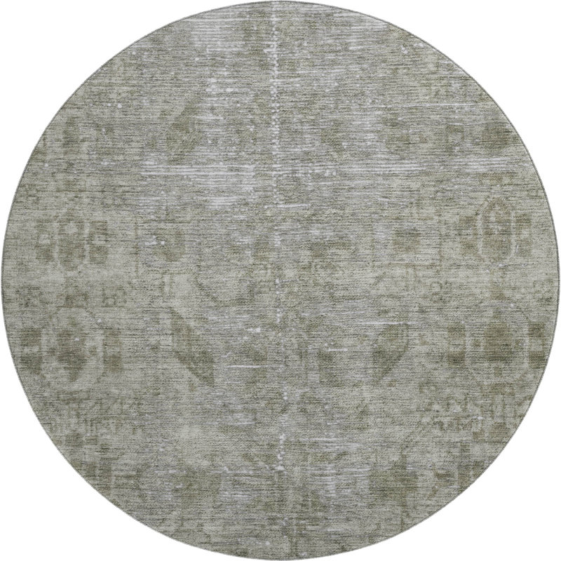 Premium Machine Washable Larock AMF1228 Global Rug, Round 8'