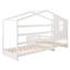 Lit simple en bois, structure en L, 2 lits simples avec clôture et structure à lattes, blanc-819292224
