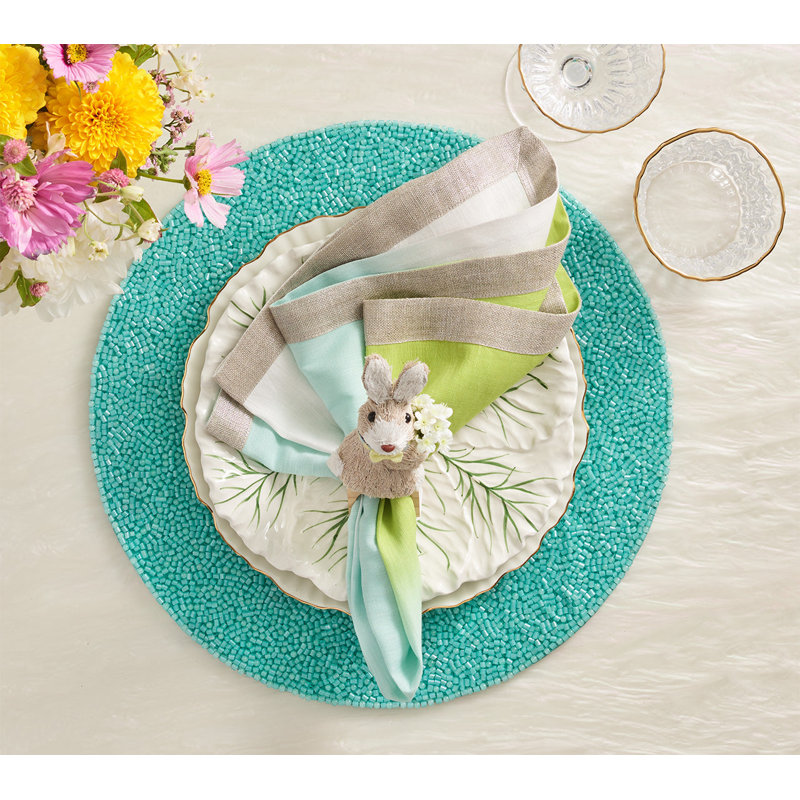 Dip Dye Linen Napkin, Blue/Green