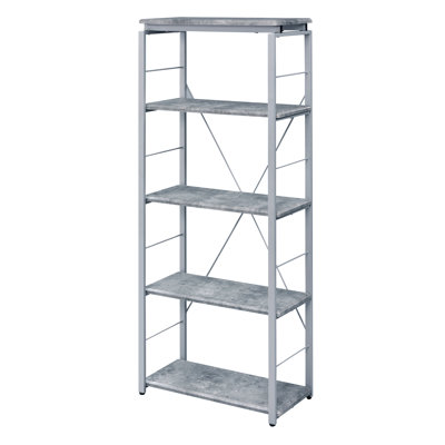 Grey And Silver 4-Shelf Bookcase