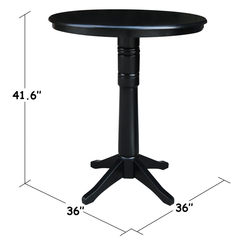 Table de salle à manger Craighead, H 41,9 po x L 36 po x l 36 po, Noir