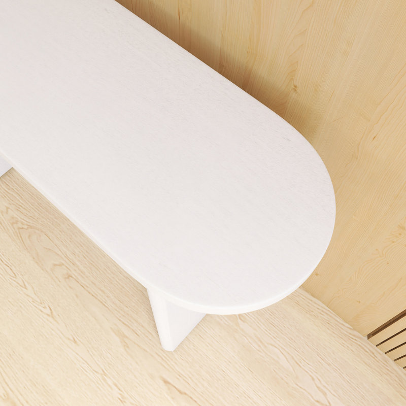 Console de 47,80 po avec bords arrondis et tablette robuste, Blanc antique