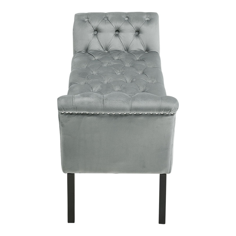 123cm Wide Rectangle No Pattern Footstool Ottoman, Grey