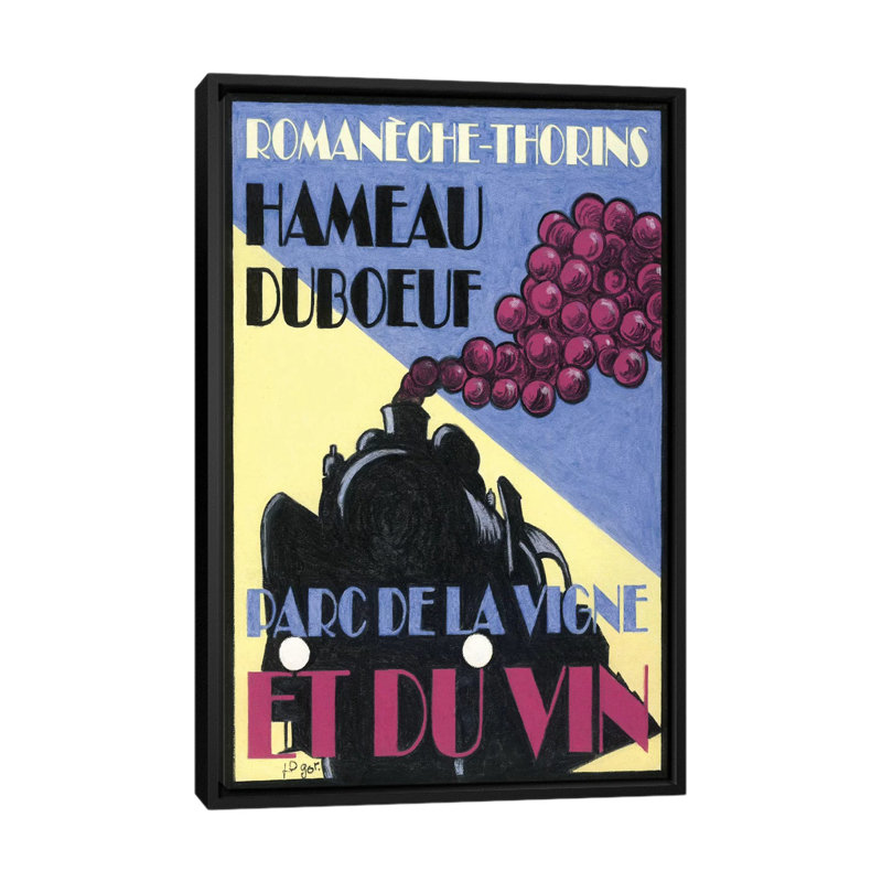 « hameau duboeuf viticulture », affiche rétro sur toile, H 26 po x l 18 po x P 1,5 po, Toile avec cadre noir, Pas de tapis
