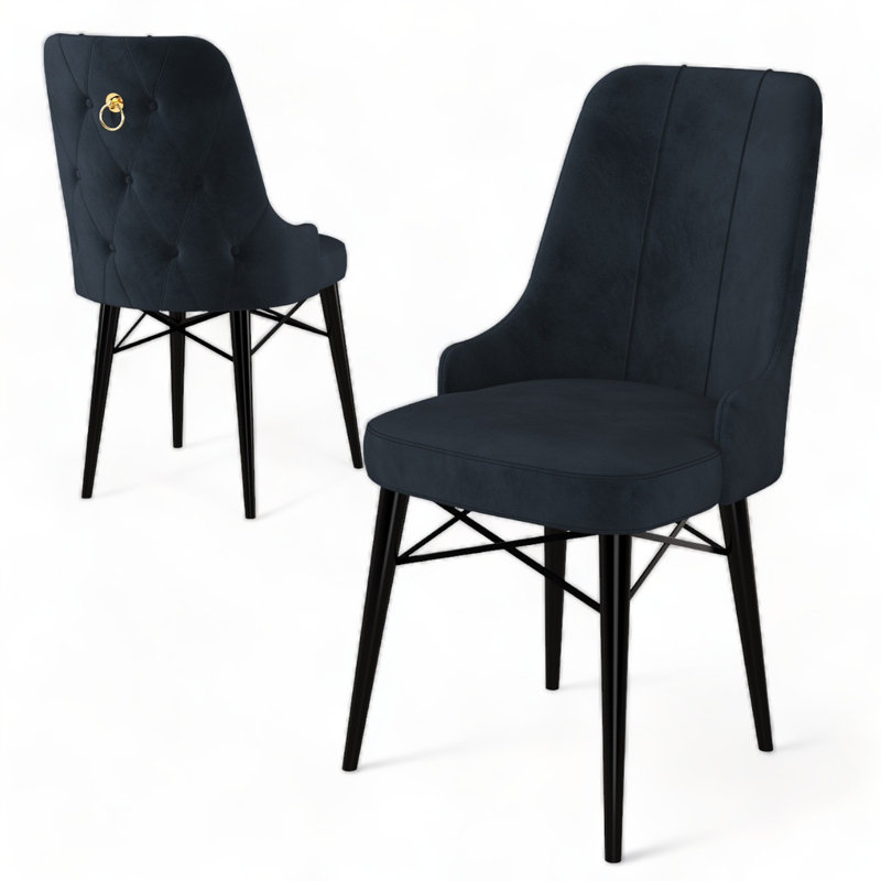 Ensemble de chaises Premium 6 pièces, anthracite et noir | Cadre 100% métal avec pieds en bois, 18,5 po x 37,0 po x 18,1 po | Tissu confortable Babyface, dossier en mousse 18 pouces et siège en mousse 22 pouces | Design moderne pour la salle à manger et les espaces de vie