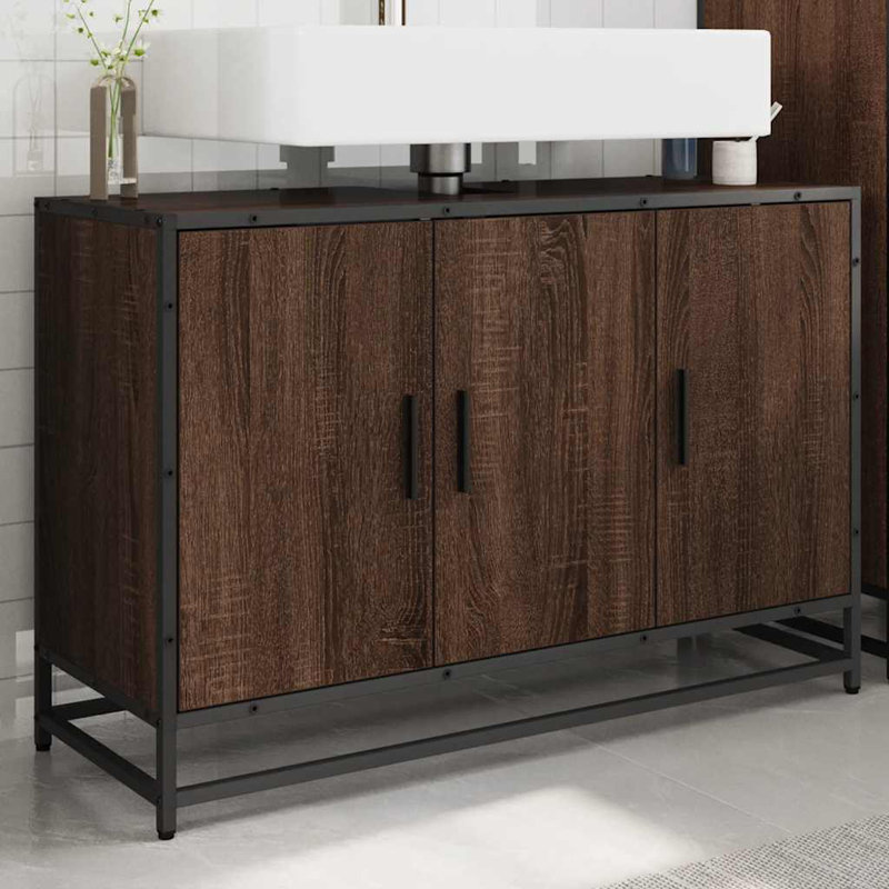 Altamae Bathroom Cabinet, Brown Oak