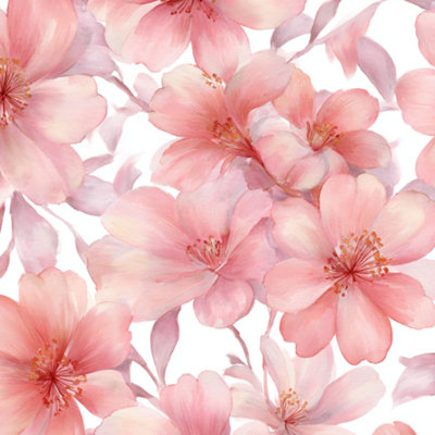 Papier peint auto-adhésif à motif floral rose pâle et élégant avec fleurs délicates et détails botaniques, papier contact amovible et autocollant, décoration murale pour armoires de cuisine de chambre à coucher 17,7 po x 118 po