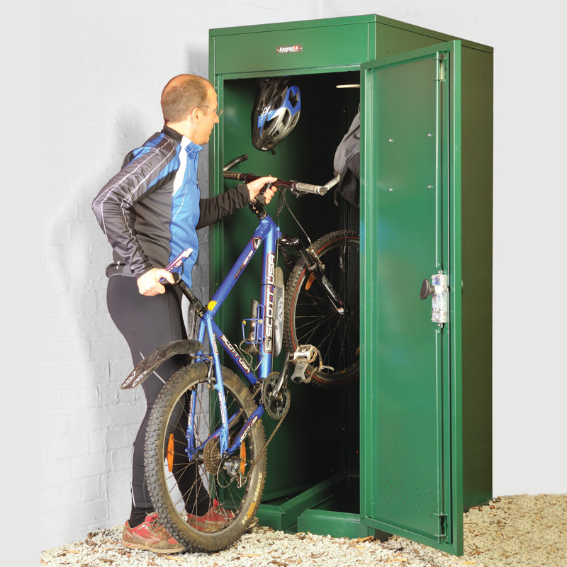 Vertical Locker 3ft. W x 4ft. D Flat Metal Bike Shed, Green