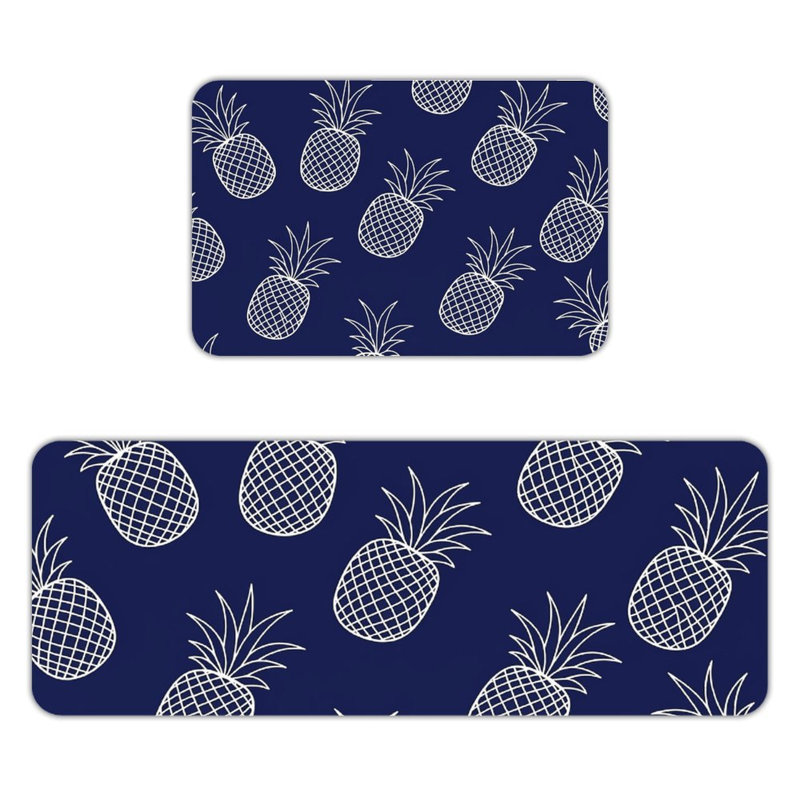 Ensemble de 2 tapis de sol en flanelle à motif d'ananas blanc minimaliste
