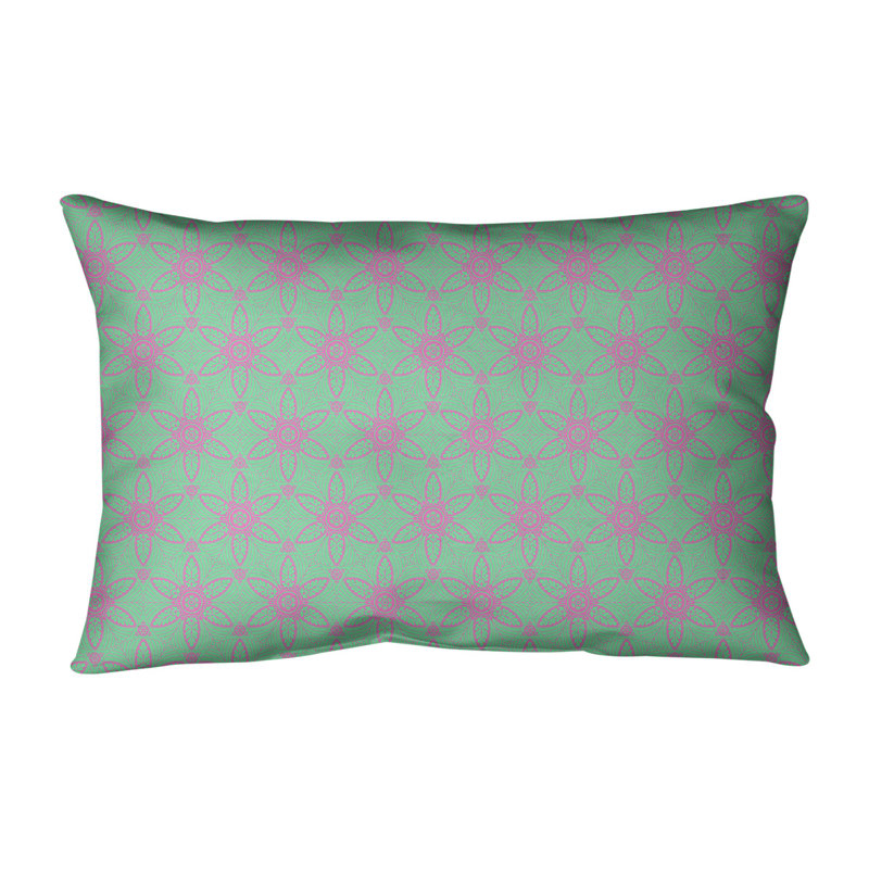 Coussin lombaire en coton Katelyn Elizabeth, Vert / rose / rose, Pas de bourre