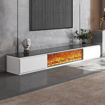 Décoration de meuble télé avec flamme simulée