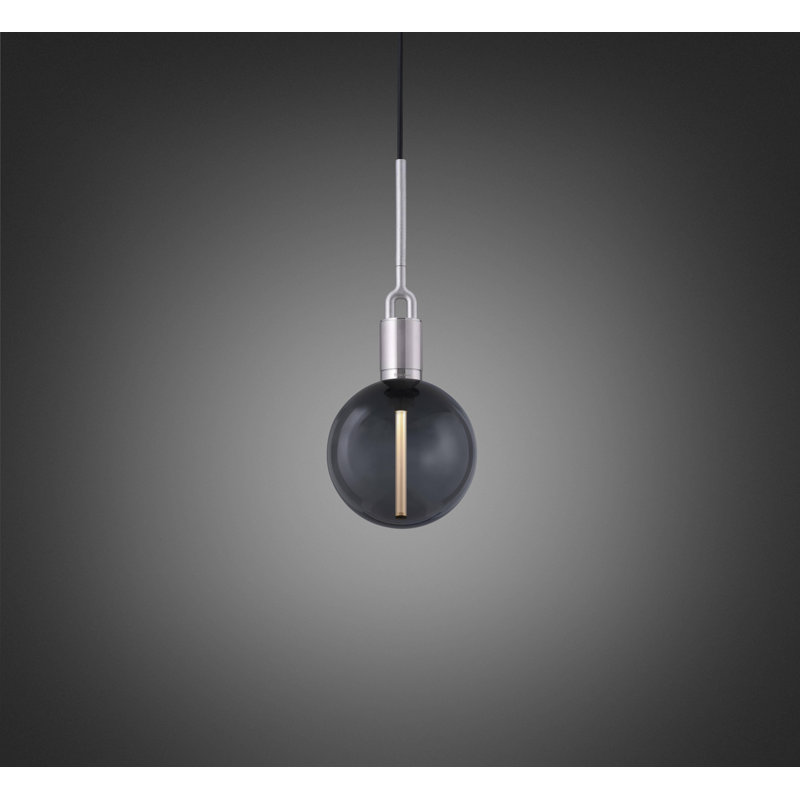 Luminaire suspendu fourche / globe / moyen, Acier / fumé