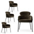Ensemble de 4 chaises de salle à manger modernes rembourrées avec accoudoirs courbés et pieds en métal noir