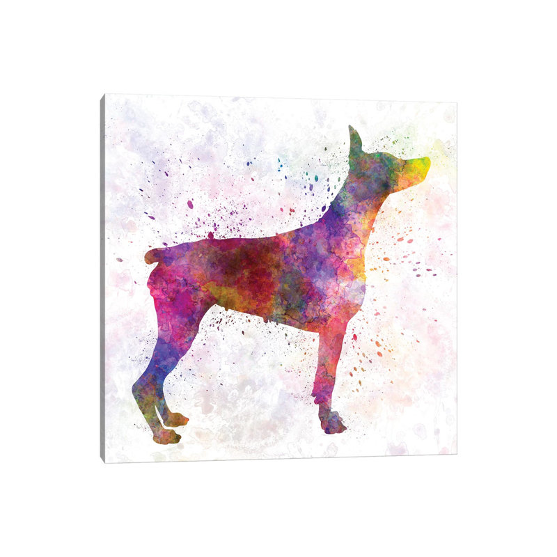 Doberman In Watercolour by Paul Rommer - Wrapped Canvas Painting, 45.72 cm H x 45.72 cm W x 1.91 cm D