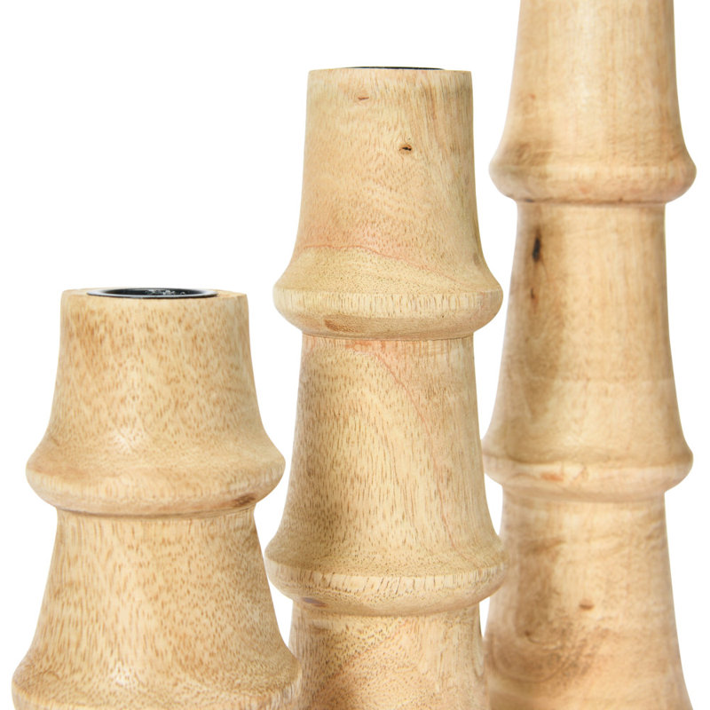 Solid Wood Tabletop Candlestick, Natural