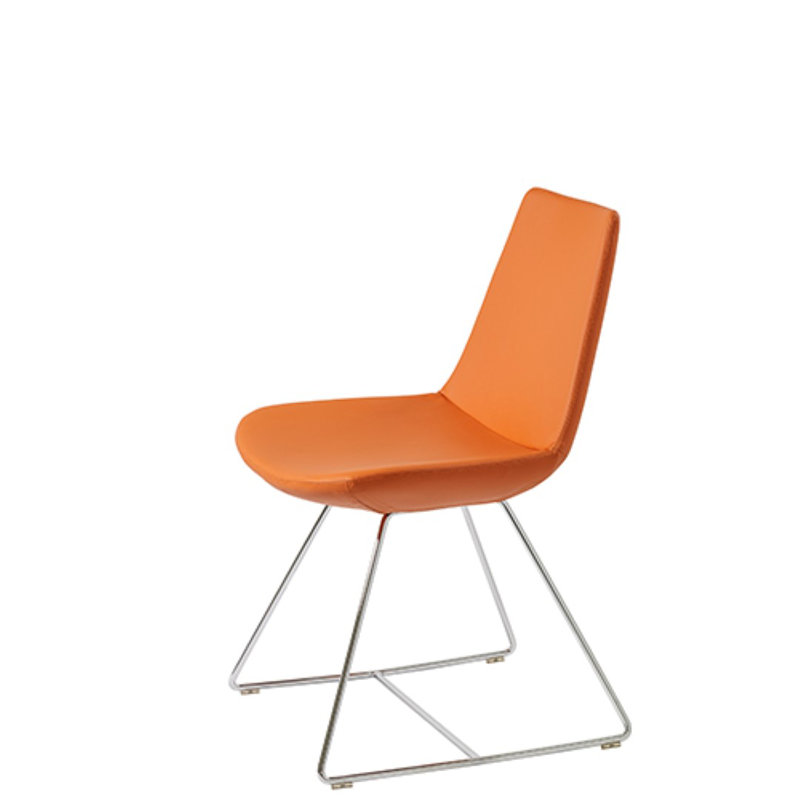 Shinkle 18'' H Metal Dining Chair, Pastel Orange Leatherette