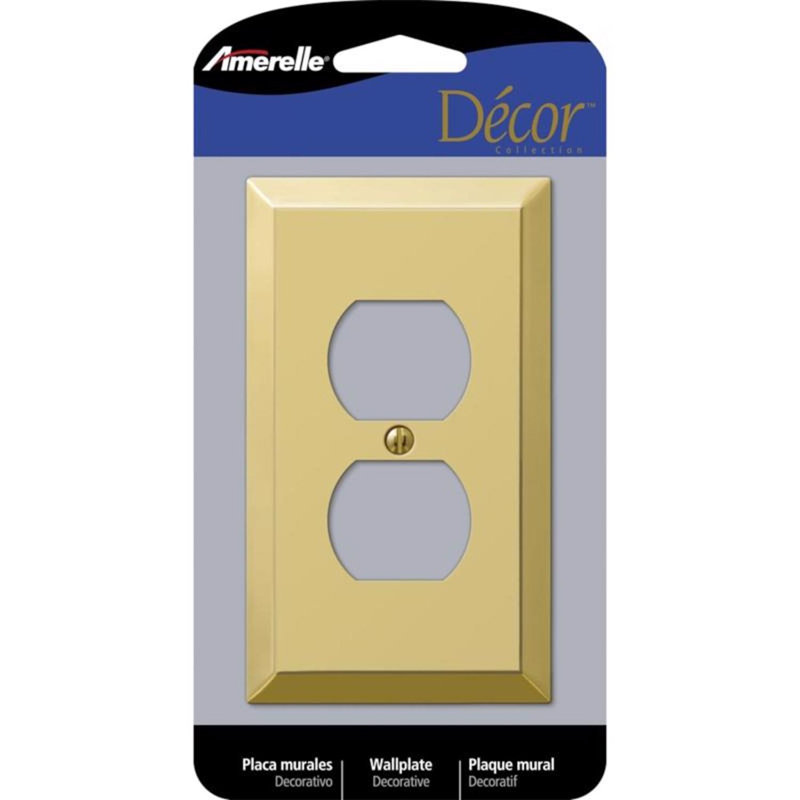 Amerelle Century Polished Brass 1 gang Metal Duplex Wall Plate 1 pk