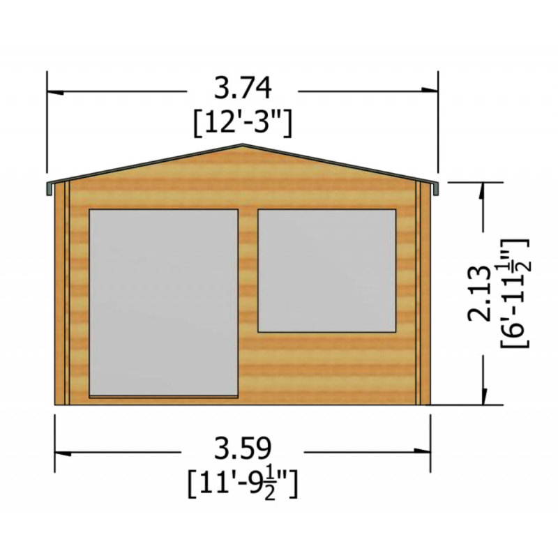 Torrington 12 x 16 Ft. Tongue and Groove Log Cabin, No