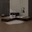 Lit plateforme en L avec armoires de rangement, lit d'angle en bois avec lit gigogne, bureau et lumière DEL-1197098638